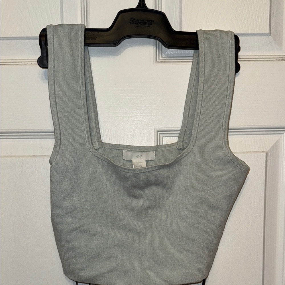 H&M Green Fitted Crop Tank Top